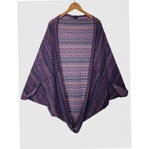 Earthbound Trading‎ Co Crochet Knit Cover Up Bohemian Kimono Purple S/M